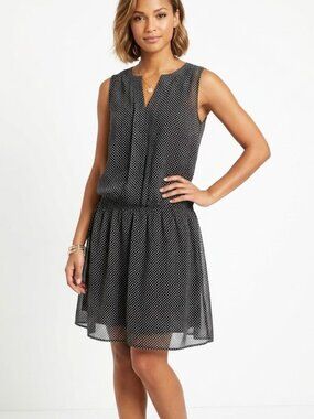 ✨ Chic Polka Dot Sleeveless Drop-Waist Dress Size Small ✨
